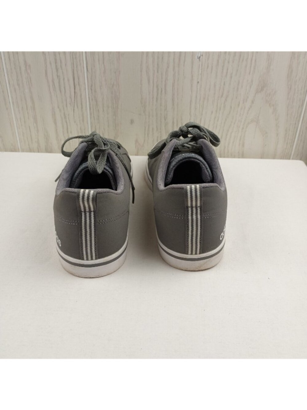 Salty Adidas VS Pace Trainers Gray Men's 10 US white strip low top tie shoe READ - Picture 3 of 10